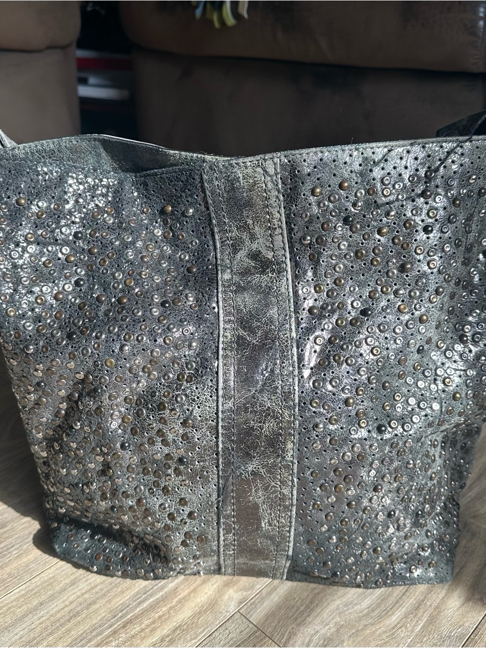 Frye Black Studded Leather Hobo Bag